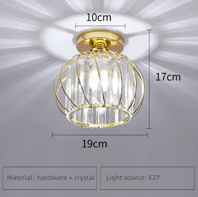 Lustre de cristal para corredor e corredor, lâmpada do teto, luminárias, montagem embutida, design moderno, luxo