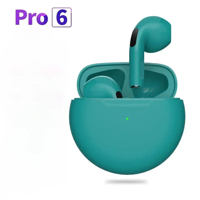Fones de ouvido sem fio TWS com microfone, fones de ouvido Bluetooth, fones de ouvido, fone de ouvido esportivo, Apple iPhone, Xiaomi, Pro 6, novo