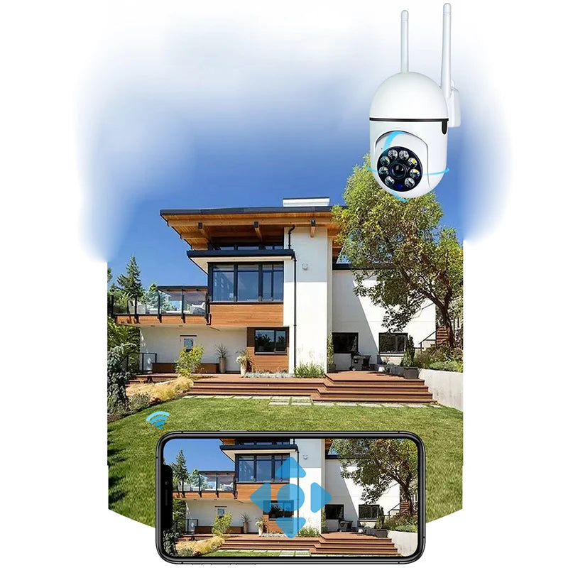 Câmera de vigilância de segurança sem fio ao ar livre, rastreamento humano AI, áudio bidirecional, câmera colorida noturna, 2MP, 1080p, Wi-Fi IP