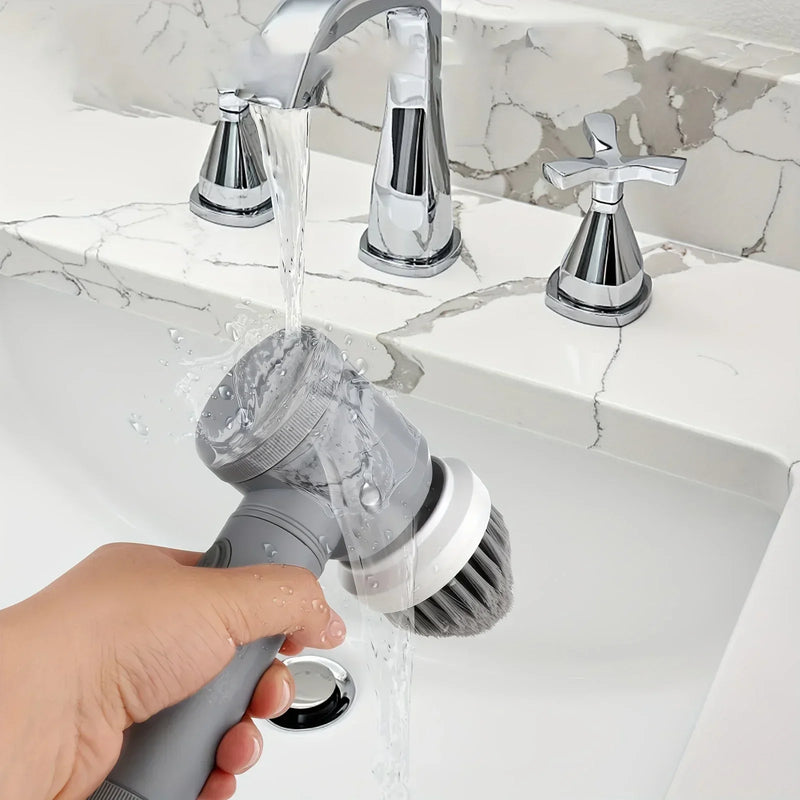 Super escova de limpeza  giratória  elétrica , com 6 escovas substituíveis