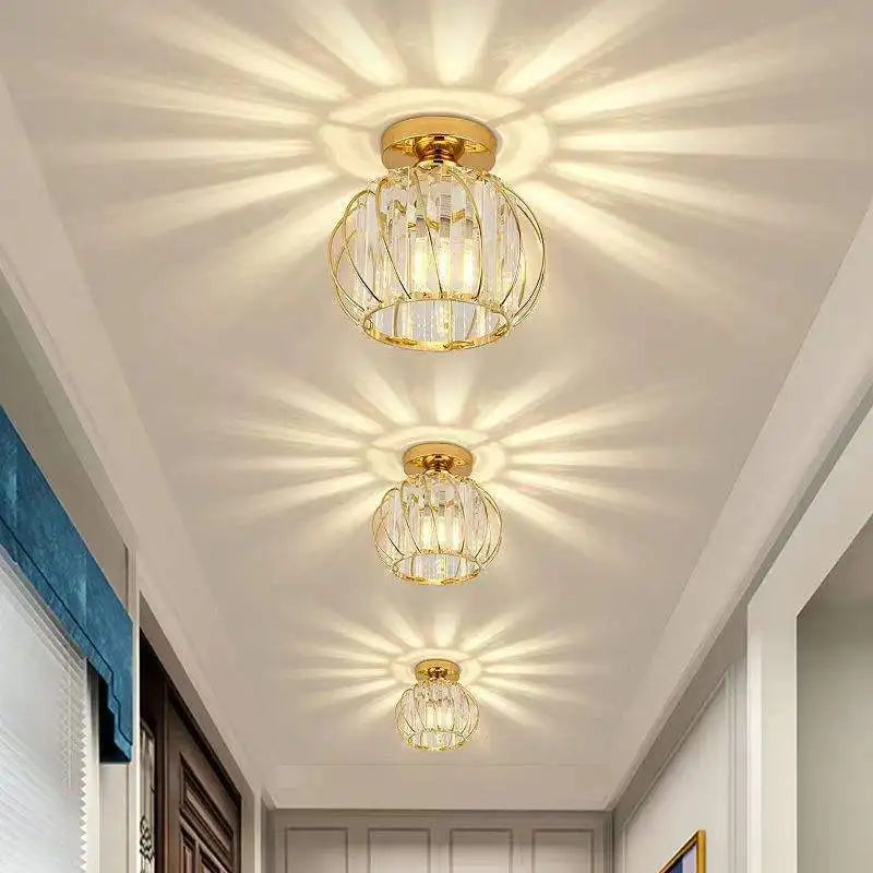 Lustre de cristal para corredor e corredor, lâmpada do teto, luminárias, montagem embutida, design moderno, luxo