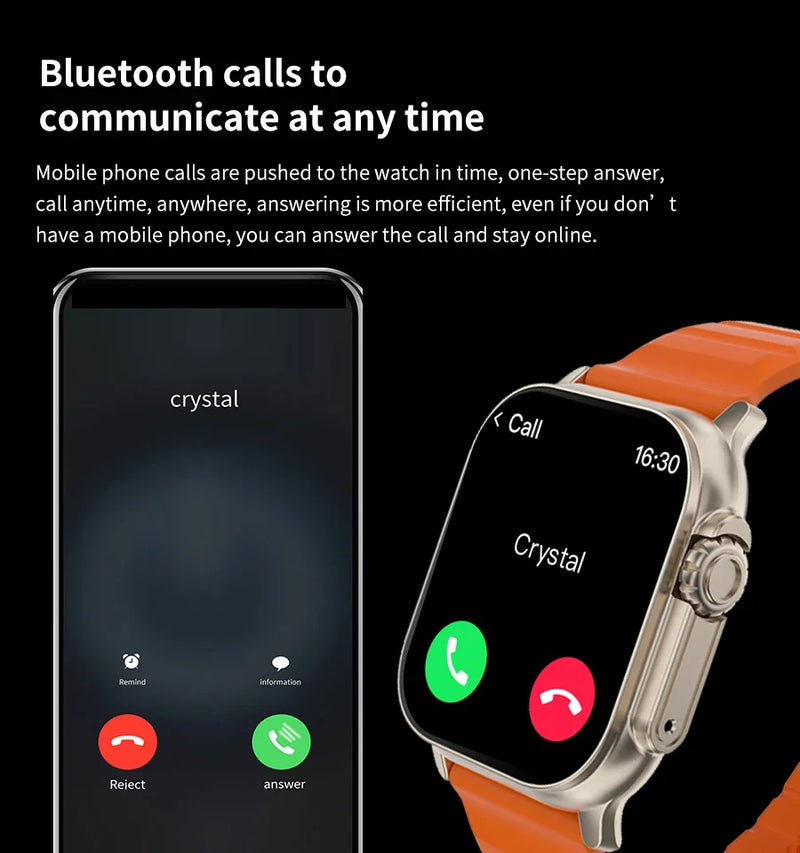Relógio inteligente T800 Ultra 2 Masculino, Tela AMOLED, Bússola NFC, Impermeável, Relógio Apple, IWO Ultra 8, 49mm, Série 8 smartwatch.