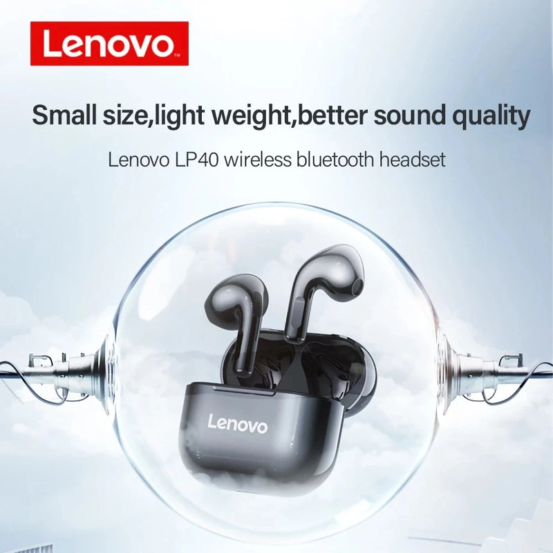 Lenovo-Fones De Ouvido Sem Fio De Redução De Ruído, LP40 Pro, LP40 TWS, Bluetooth 5.1, Controle De Toque, original.