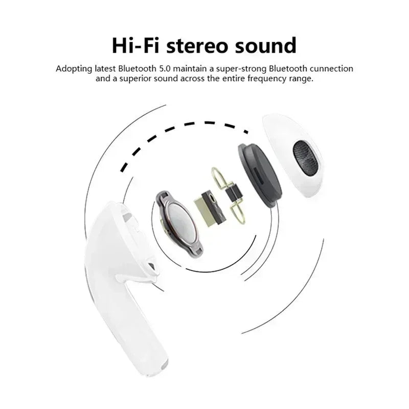 Fones de ouvido sem fio TWS com microfone, fones de ouvido Bluetooth, fones de ouvido, fone de ouvido esportivo, Apple iPhone, Xiaomi, Pro 6, novo