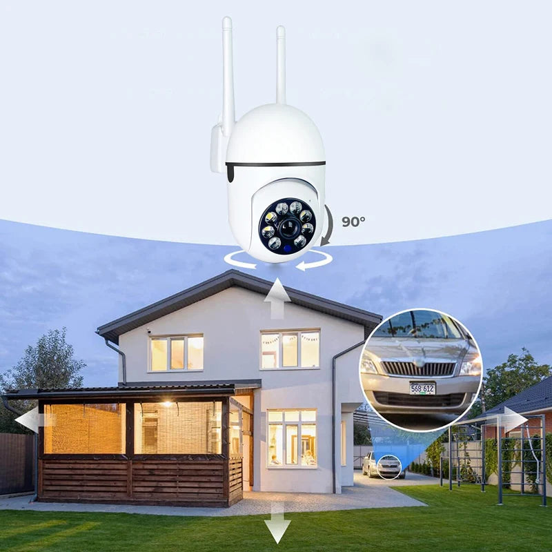 Câmera de vigilância de segurança sem fio ao ar livre, rastreamento humano AI, áudio bidirecional, câmera colorida noturna, 2MP, 1080p, Wi-Fi IP