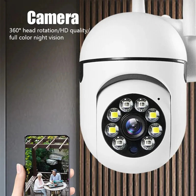 Câmera de vigilância de segurança sem fio ao ar livre, rastreamento humano AI, áudio bidirecional, câmera colorida noturna, 2MP, 1080p, Wi-Fi IP