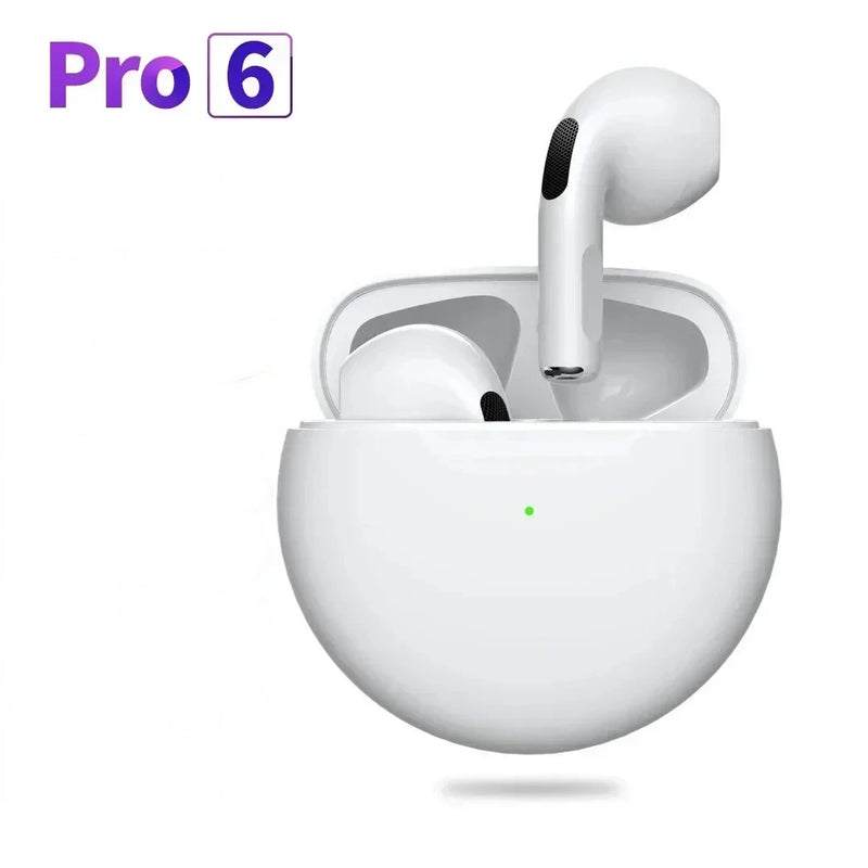 Fones de ouvido sem fio TWS com microfone, fones de ouvido Bluetooth, fones de ouvido, fone de ouvido esportivo, Apple iPhone, Xiaomi, Pro 6, novo