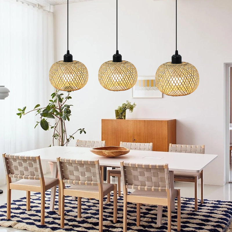 Lustre De Bambu Artesanal Moderno Do Rattan.