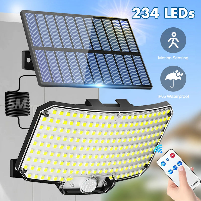 Refletor de LED com sensor de movimento com energia solar e controle remoto