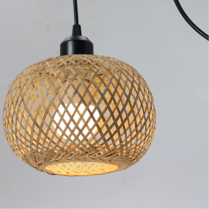 Lustre De Bambu Artesanal Moderno Do Rattan.