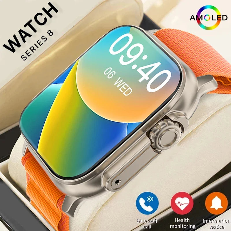 Relógio inteligente T800 Ultra 2 Masculino, Tela AMOLED, Bússola NFC, Impermeável, Relógio Apple, IWO Ultra 8, 49mm, Série 8 smartwatch.