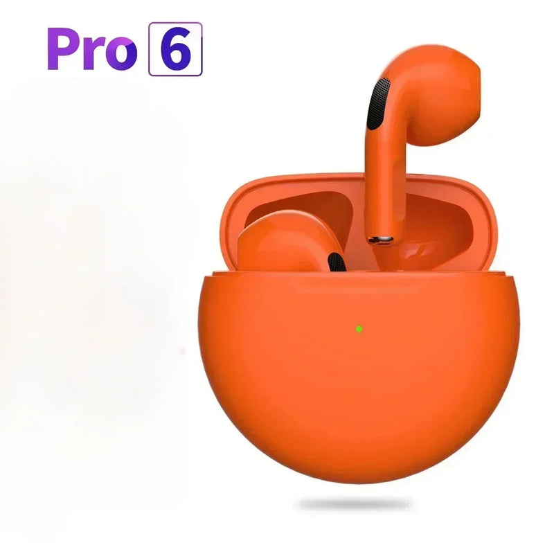 Fones de ouvido sem fio TWS com microfone, fones de ouvido Bluetooth, fones de ouvido, fone de ouvido esportivo, Apple iPhone, Xiaomi, Pro 6, novo