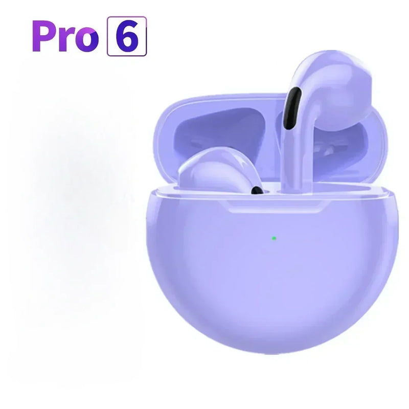 Fones de ouvido sem fio TWS com microfone, fones de ouvido Bluetooth, fones de ouvido, fone de ouvido esportivo, Apple iPhone, Xiaomi, Pro 6, novo