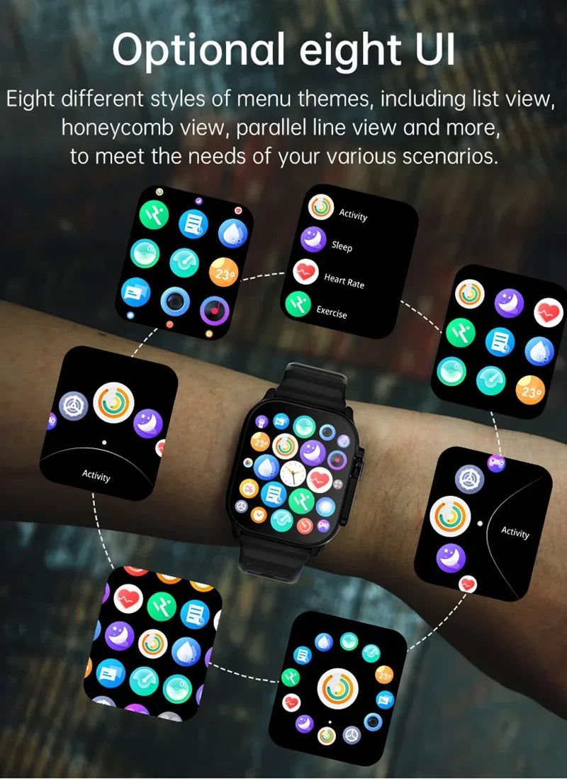 Relógio inteligente T800 Ultra 2 Masculino, Tela AMOLED, Bússola NFC, Impermeável, Relógio Apple, IWO Ultra 8, 49mm, Série 8 smartwatch.