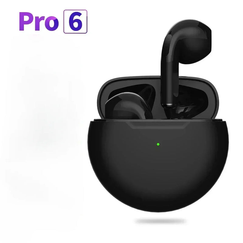 Fones de ouvido sem fio TWS com microfone, fones de ouvido Bluetooth, fones de ouvido, fone de ouvido esportivo, Apple iPhone, Xiaomi, Pro 6, novo