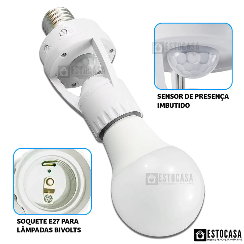 Sensor De Presença Soquete Bocal E27 P/ Lampada Fotocélula